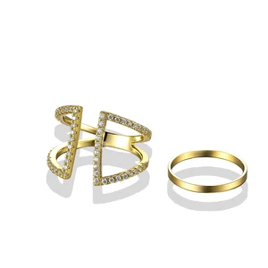 Muxcor Gold Plated Alloy Two-piece Set Jewelry Rings for Girls Fine Jewelry Fancy Jewellery for Ladies Tarnish Free Rings