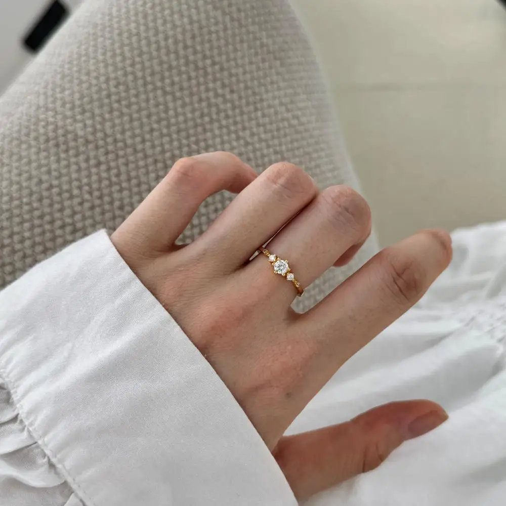 KAKODIY Fashionable Adjustable Snowflake Zircon Ring Women Wedding Engagement 925 Sterling Silver Ring detail 3
