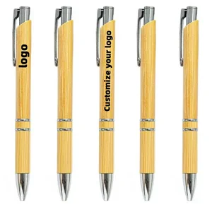 Popular Eco-friendly Promotional Gift with Coil, Customizable Logo, Bamboo Pen