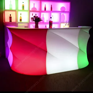 Illuminated LED Multi-color Adjustable Waterproof Luminous Bar Counter Table with Ice Bucket for Rental Banquet Pub Wedding