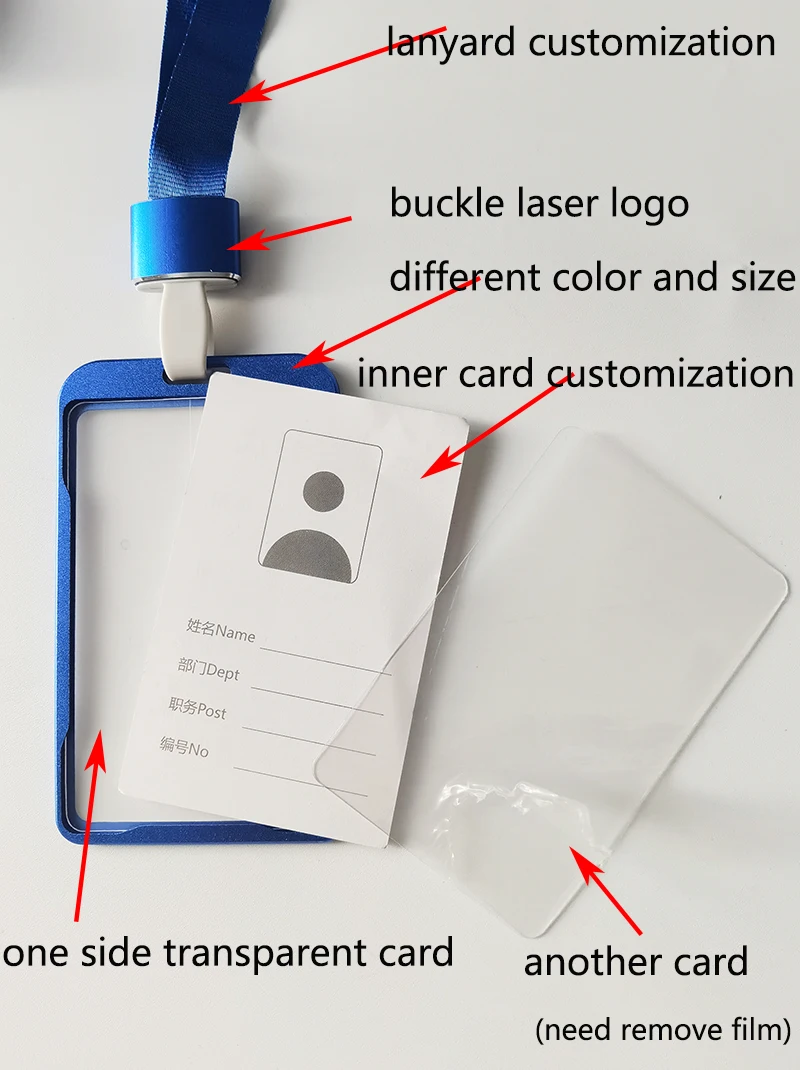 Custom Aluminum Alloy Id Credit Name Card Badge Holder Cover Metal Zinc