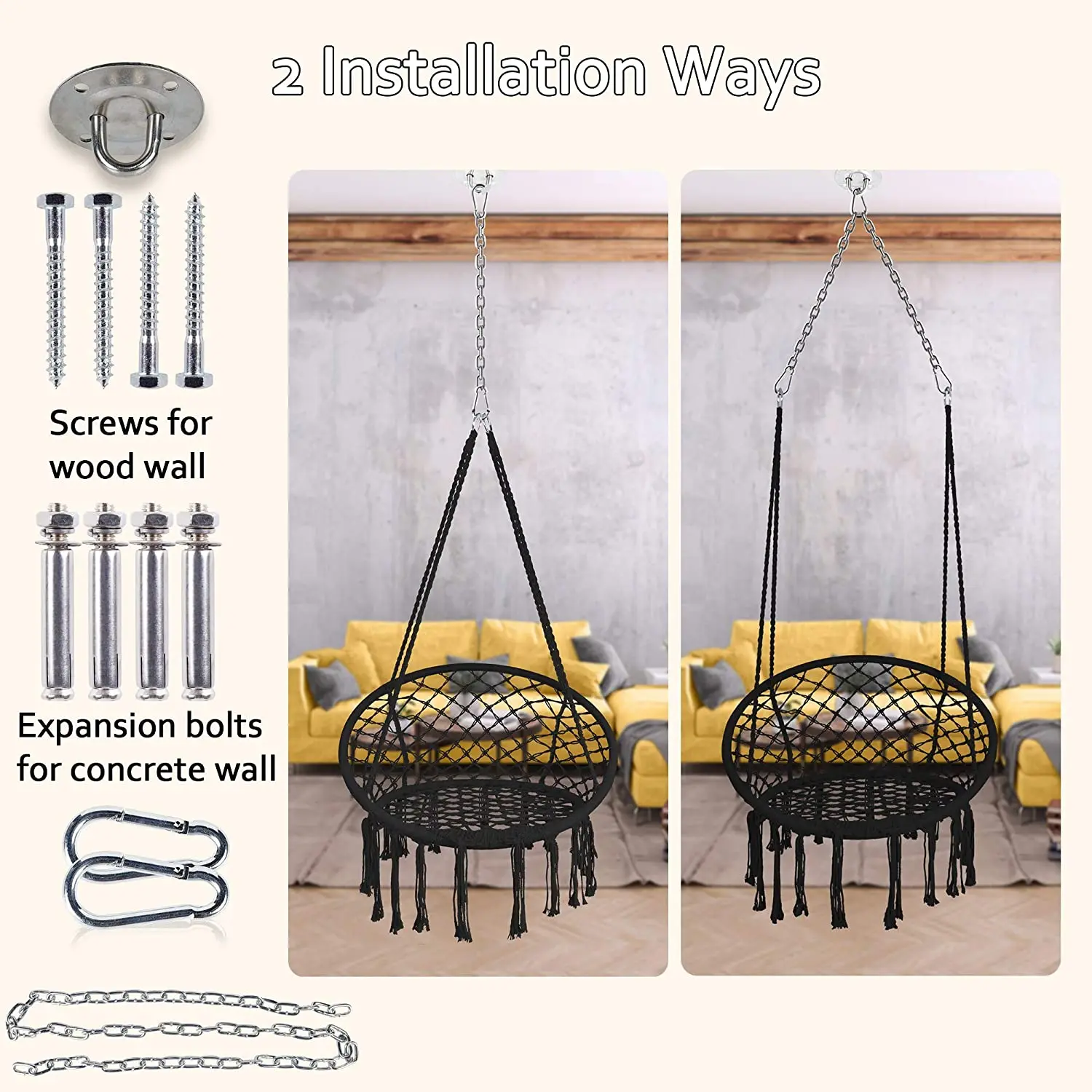 WOQI High Quality Large Hanging Hammock Swing Chair Stand for Couples Tree Hanging Pod Nook Tent