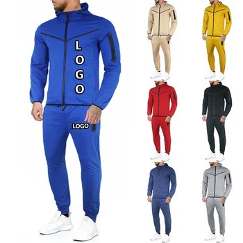 Custom Logo Training Wear Fitness Sportswear Design Jogging Track Suit Two Pieces Sweatsuit Set Grey Men Tracksuits