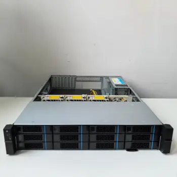 2U Hot Swappable Chassis M Series 12 Bay Storage Server 12 Front 3.5" Blue Hard Drives 2 Rear 2.5" Hard Drives Fan Rack