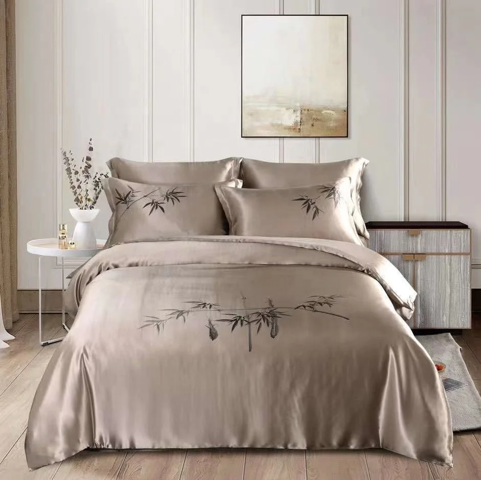 Luxury Chinoiserie Bamboo Pattern Printed Silk Bedding Set Silk Comforter Set Buy Silk Bedding