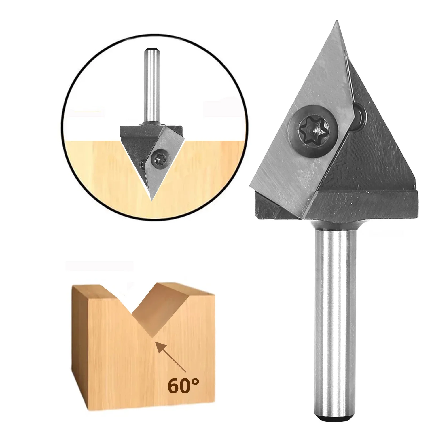CNC 60-Degree V-Shaped Router Bits with Carving Insert Knife