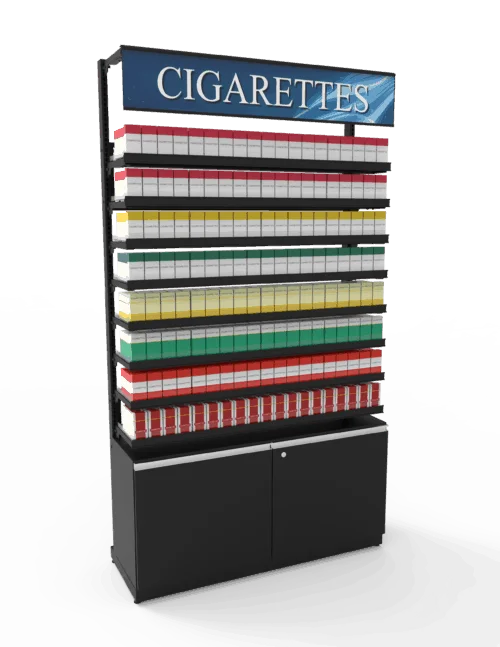 Cigarette Packs Shop Stand Racks With Spring Loaded Shelf Pusher Floor