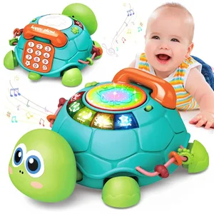 New Design Baby Phone Toy Educational Multifunctional Crawling Induction Baby Telephone Toy Musical Turtle Toy