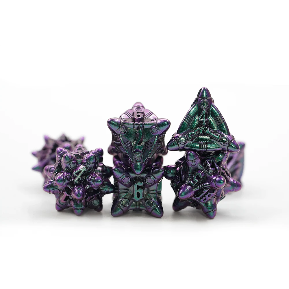 Purple Metal Dice Zinc Alloy Dnd Rpg Custom Digital Metal Polyhedral Standard Size Rocket Dice