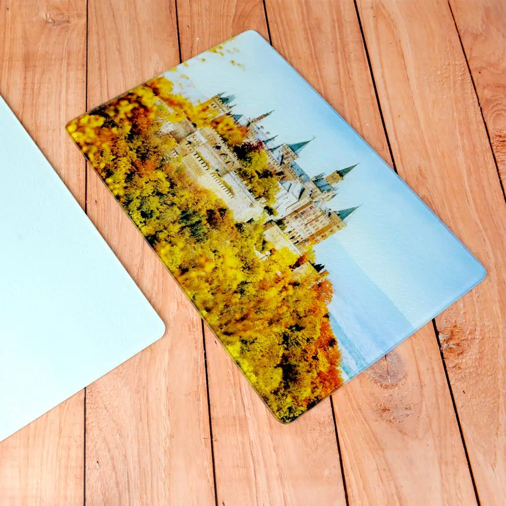 Blank Cheese Chopping Blocks Sublimation Rectangle Glass Tempered Cutting Board Small 28.5*20cm