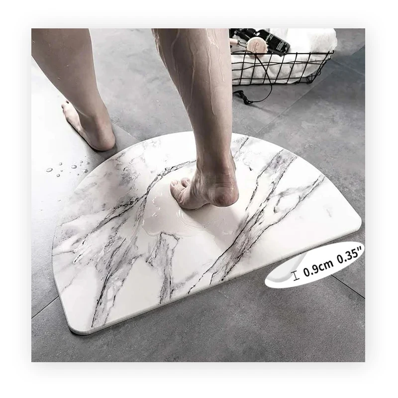 Best selling marble design diatomaceous earth mat super absorbent quick drying bath mat Diatomaceous stone bath mat