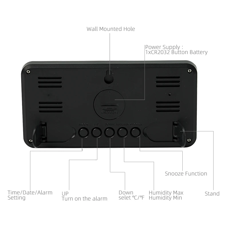 Modern LCD Digital Alarm Clock Backlight Display Temperature Calendar Suitable for Office Home Decoration Table Clock