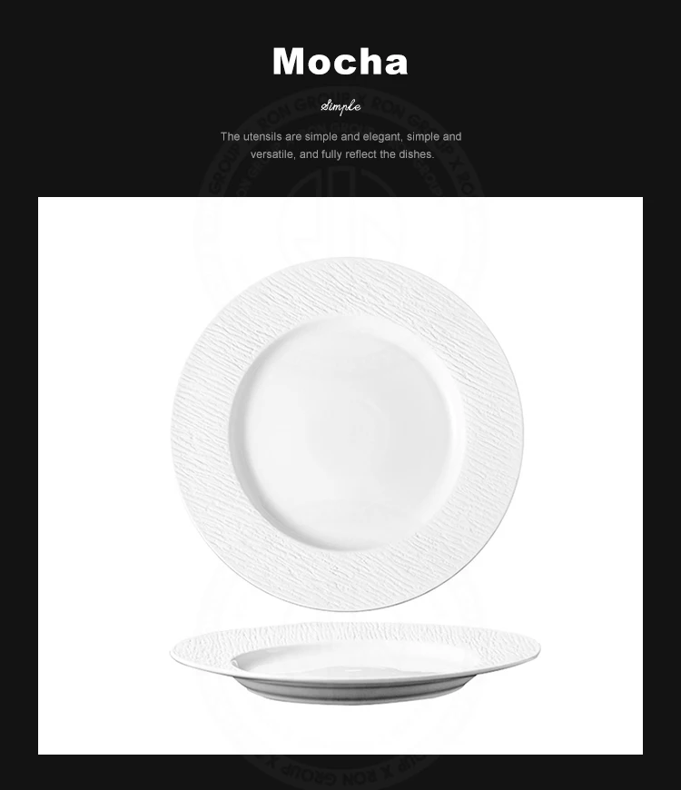 Elegant Style Black White Porcelain Dining Table Plates Wedding Banquet Restaurant Charger Plates Wholesale