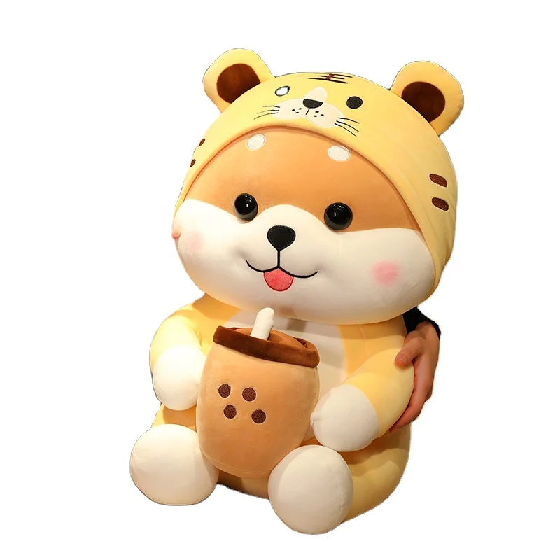 Customized High Quality Cute Corgi Milk Tea Plush Toy Mascot Children's Gift Stuffed Corgi Dog Doll Animal Plush Toy