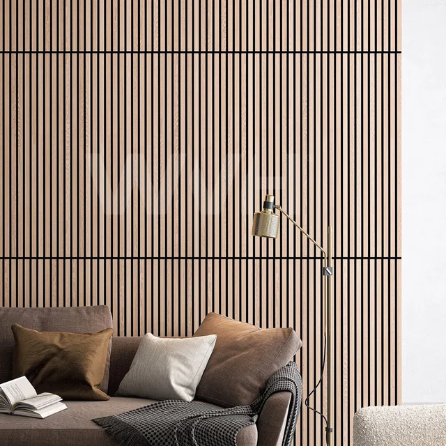 Acoustic Wood Slat Wall Panels with Foam for Interior Wall Decor,Suitable for Living Room, Bedroom, Kitchen & Offices