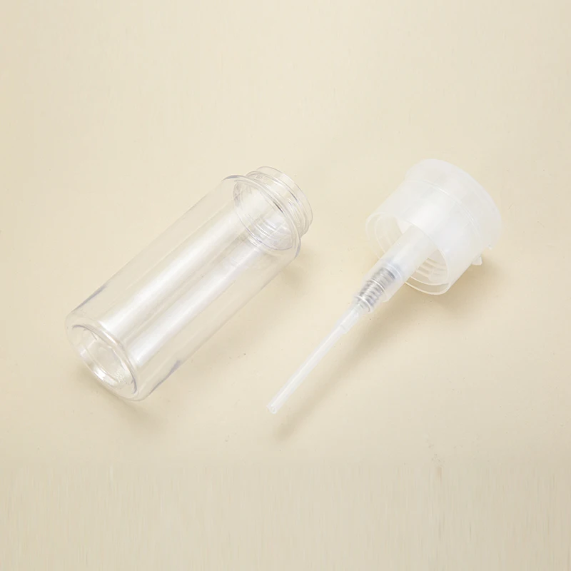 Oem 100ml 150ml Empty Transparent PET Make up Remove Bottle Pump Dispenser Bottle for Nail Polish details