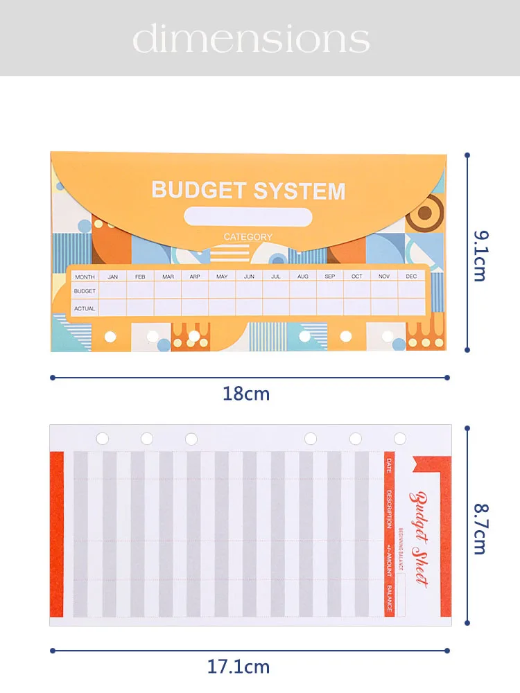 12pcs Assorted Colored Cash Envelopes For Budgeting For A6 6ring