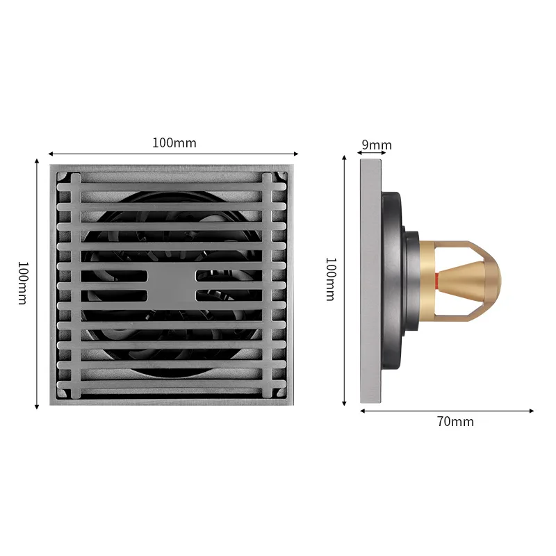 All-Copper Deodorizing Filter Floor Drain Magnetic Levitation Modern Simple Design Bathroom Shower Room Large Capacity