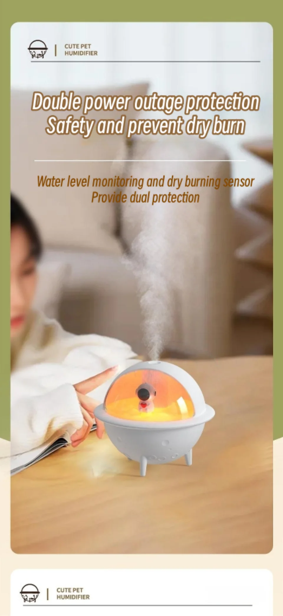 Gadgetoo Creative 350Ml Space Man Planet Humidifier Cool Mist Ultrasonic Mist Sprayer With Romantic Warm Light