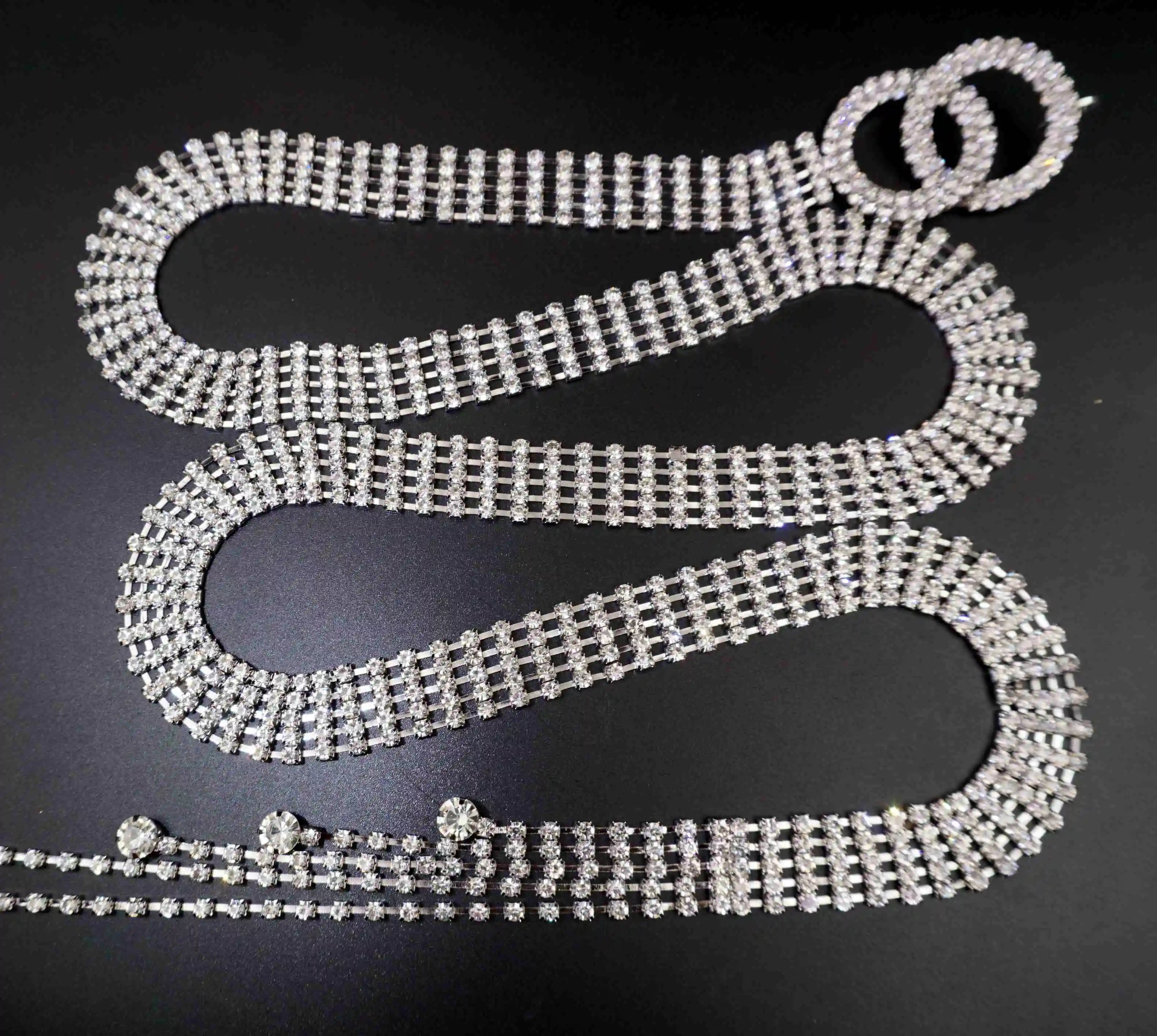 fashion gold waist chain belt  buckles women metal diamond rhinestone belt for dress