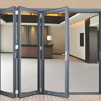 Accordion Sliding Doors Apartments Hotels Villas Stainless Steel Fiberglass Netting Aluminum Alloy Plastic Foldable Waterproof