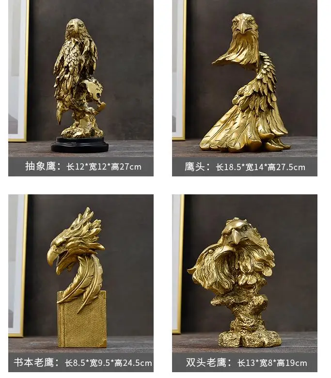 Various POSE Hunting Flying Fighting Double Head Resin Craft Eagle Statue Hand Carved tiger Wolf Horse Animal Head Sculptures