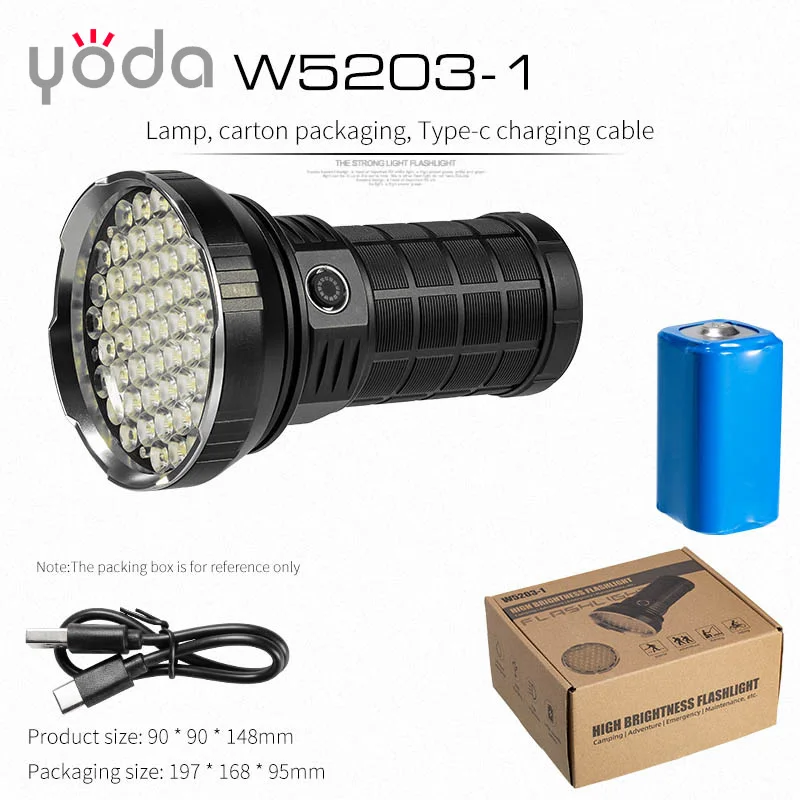 Type C Rechargeable 55 LED High Lumens Flashlight 8000 Lumen 6000mAh High Power Flashlight
