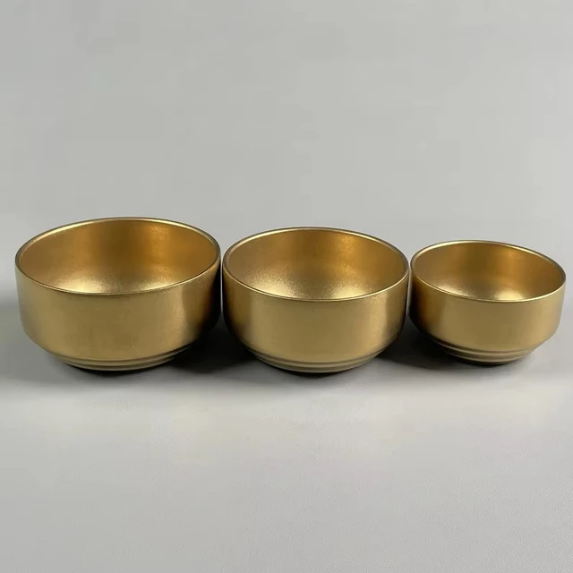 Hui-e 304 Food Grade Korean Style Double Wall Insulated StainlessSteelSoup Bowl for Retro Gold Restaurants