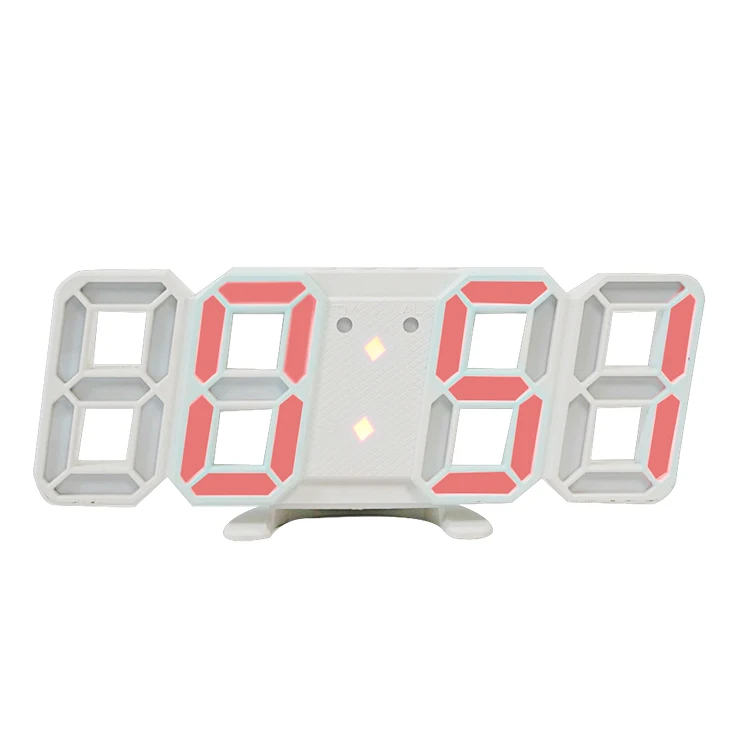 3D Small Version LED Wall Digital Clock Time Calendar Thermometer Display Electronic Modern Stylish 8 Shape Desktop Clock
