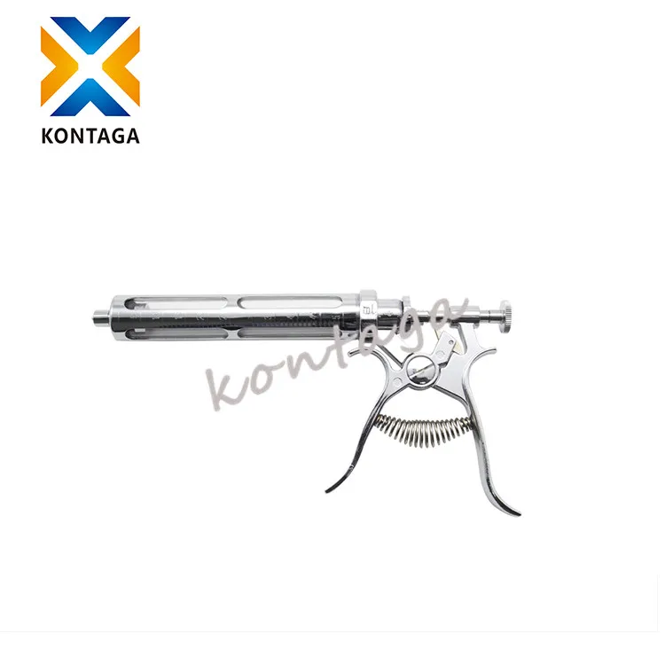 Veterinary Metal Automatic Continuous Pistol Syringe For Cattle Vaccine ...