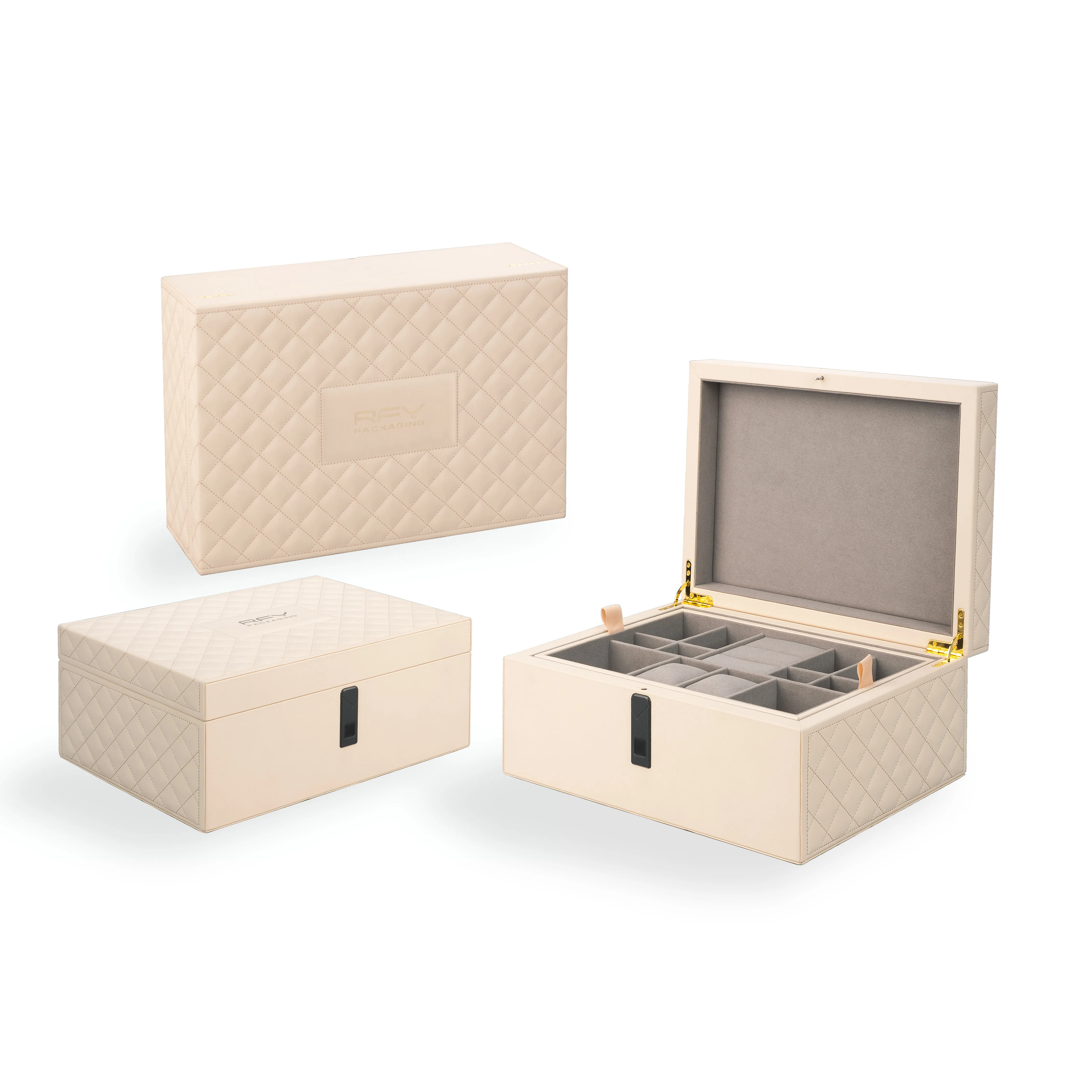 Custom Luxury Jewelry Box Pu Watch Leather Jewelry Packaging Box With