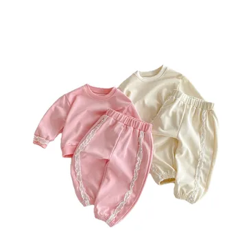 Two-piece Set Korean Style 2025 Autumn Children's Fashion Lace Princess and Baby Tights for Kids