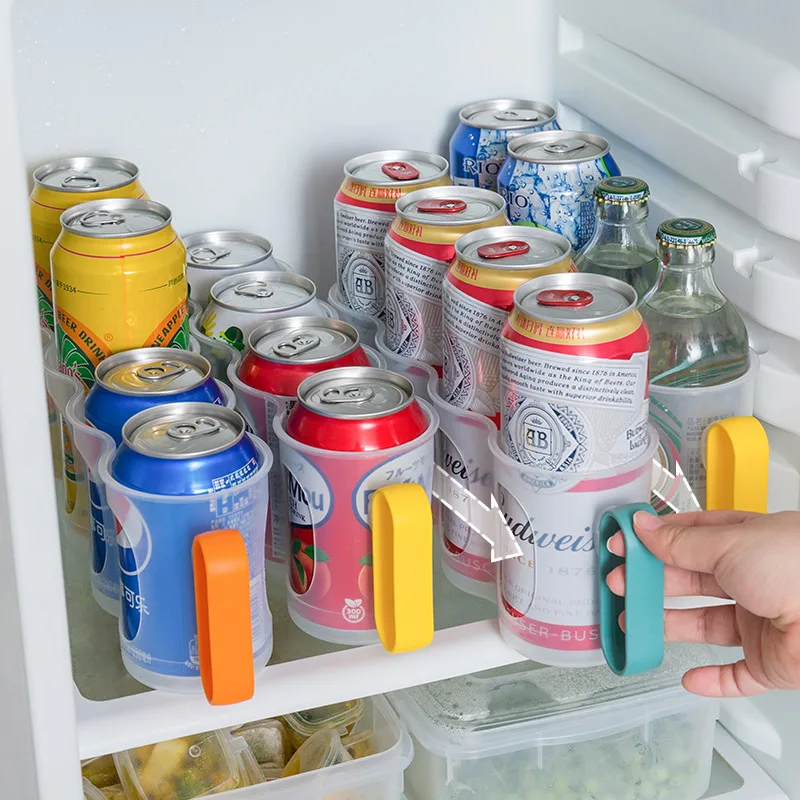 Refrigerator Beverage Soda Can Storage Organizer Water Bottle Storage Dispenser 4 Holes Beverage Storage Rack