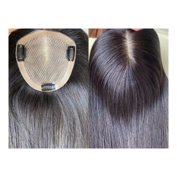 Wholesale Fine Monofilament PU thin skin perimeter natural scalp lady hair piece toupee Silk base mono virgin human hair toppers