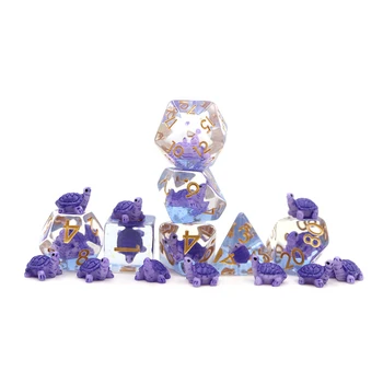 Dungeons & Dragons 7pcs Set Custom Dice Resin Polyhedral Turtle Inclusion Dice
