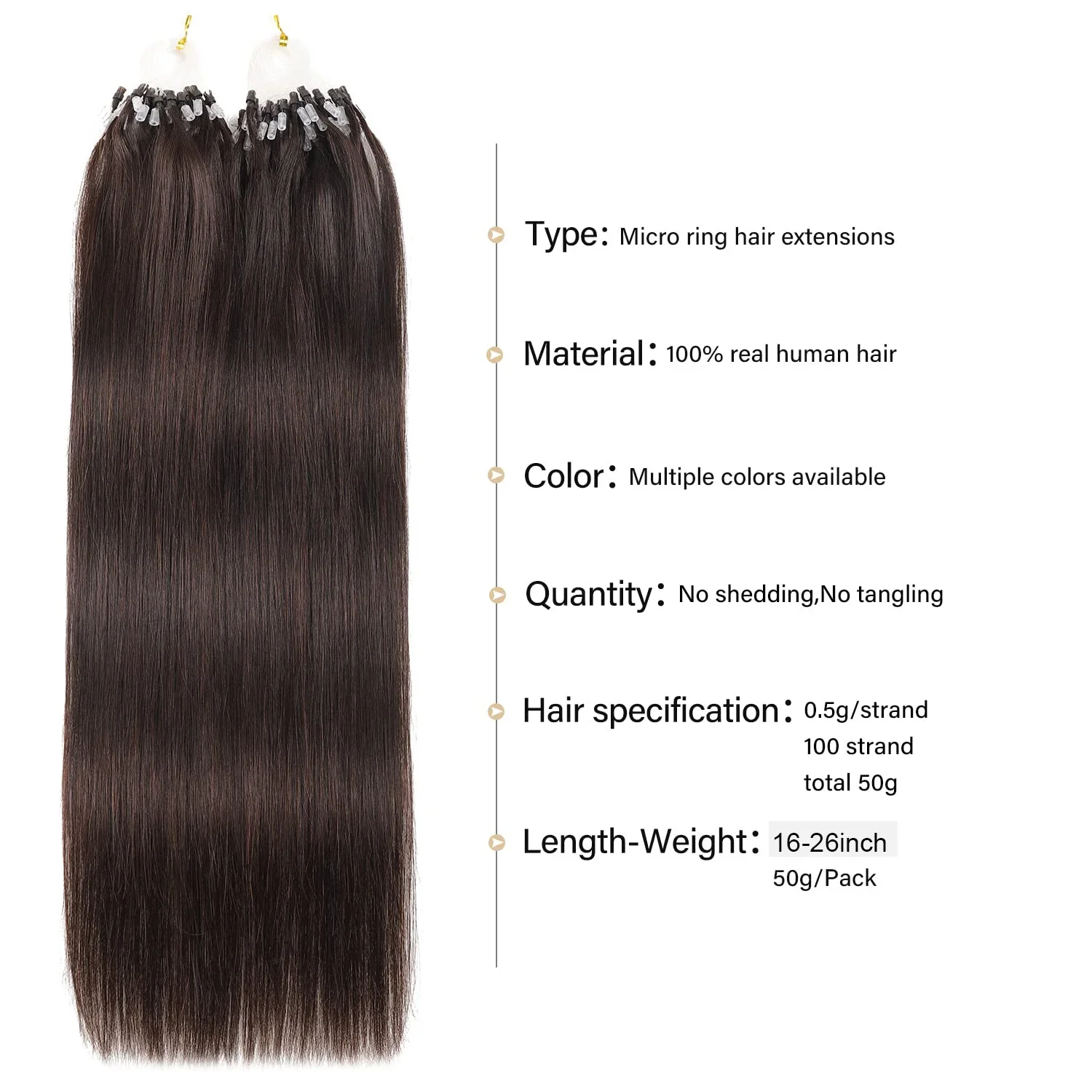 Micro Ring Haarverlängerungen Echthaar Seidig Glatt 50g Echte Remy Echthaarverlängerungen für Frauen_voghion.com