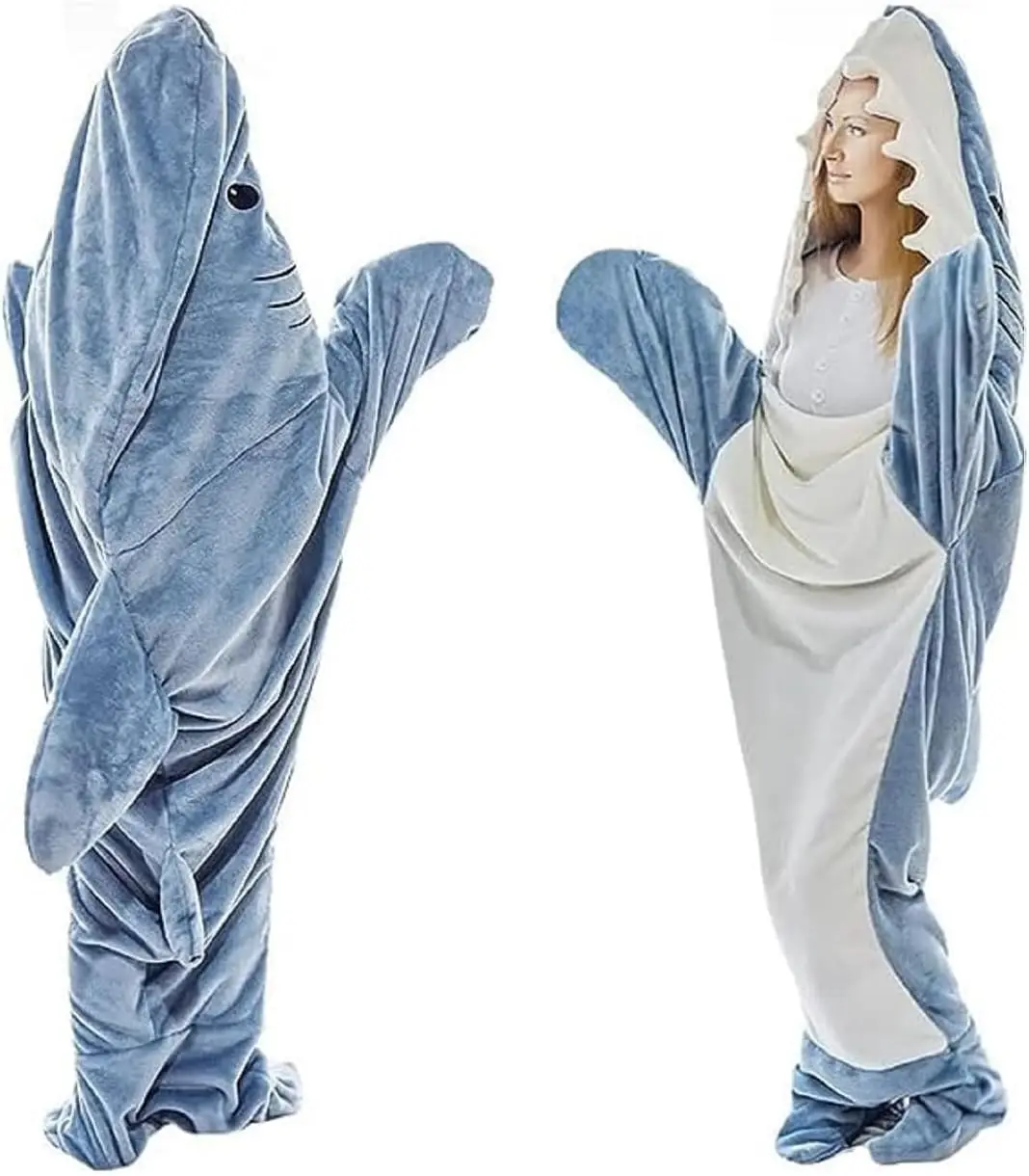 Original Factory Shark Blanket Hoodie Super Soft Cozy Flannel Hoodie Wearable Adult Shark Sleeping Bag