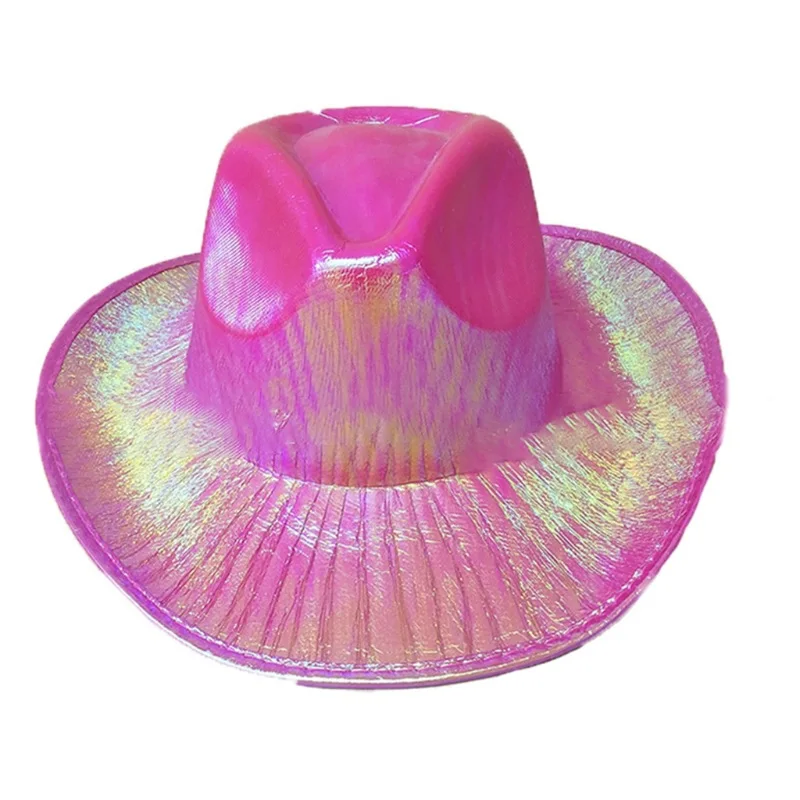 Neon Sparkly Glitter Space Cowboy Hat - Fun & Metallic display picture 1