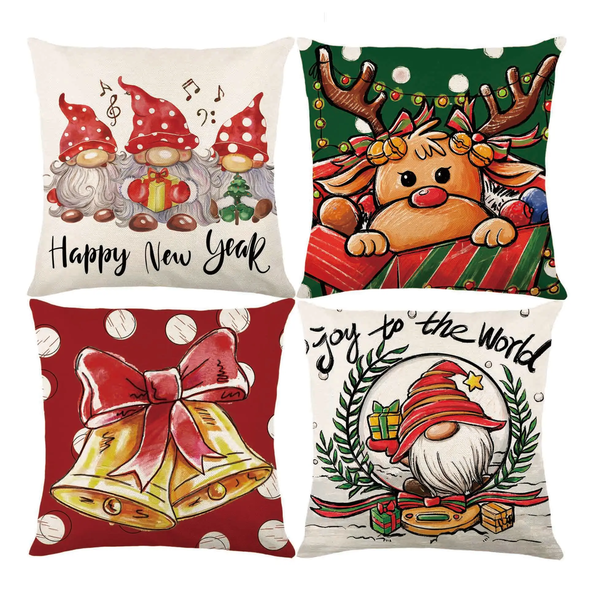 In Stock Christmas Pillow Covers 18x18 Inch Linen Winter Xmas Holiday