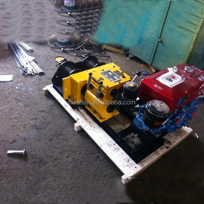 5T Double Drum Winch with Petrol Diesel Engine Electric Motor for Cable Laying at Civil Engineering Projects