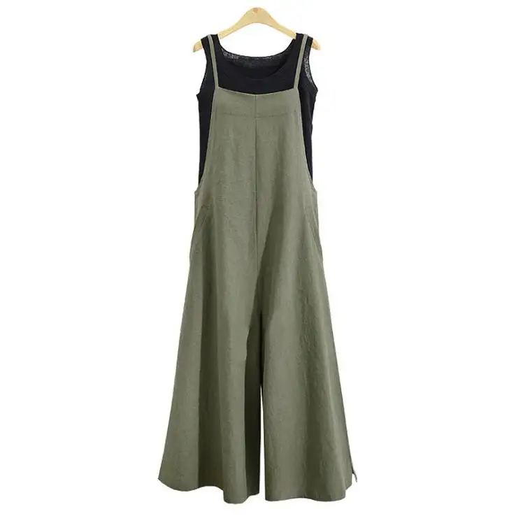 casual loose solid tank jumpsuit