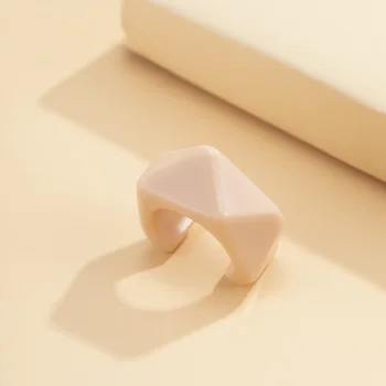Amazon Hong Kong style fashion geometric diamond pastoral candy acrylic ring