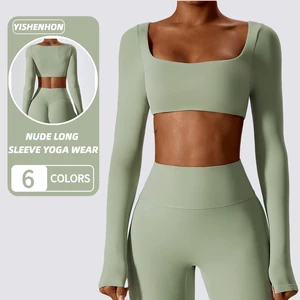 YISHENHON Customizable Logo Yoga Suit Top High-Quality Short Sling Versatile Sexy Shaped Tank Top Breathable Tight Yoga Top