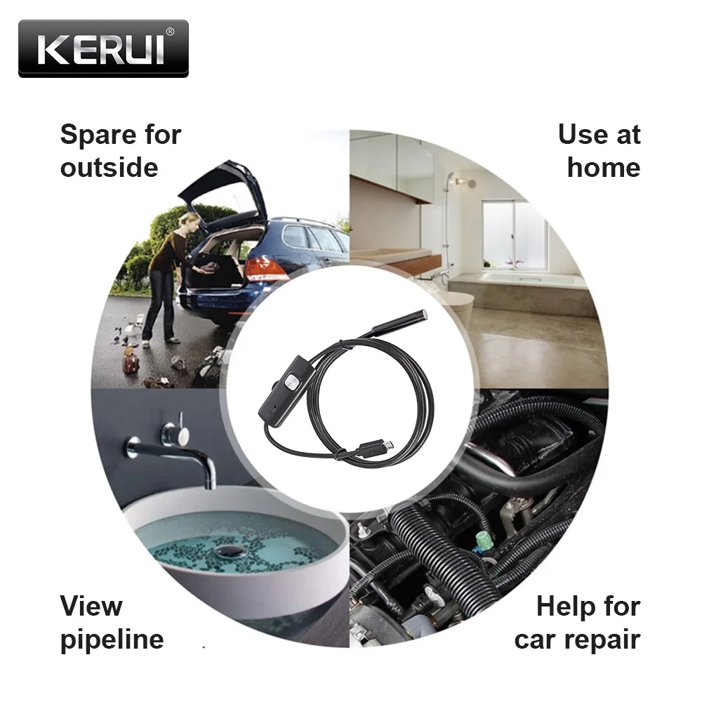 KERUI IP67 Waterproof Soft Cable for Android Phone Snake Scope Camera 1m 5.5mm Cable Endoscope
