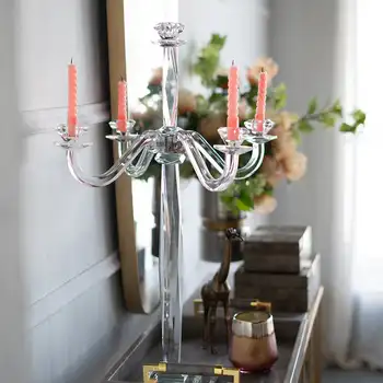 Party Event Decoration Wedding Table Centerpieces Modern Three Arms Crystal Light Candelabra