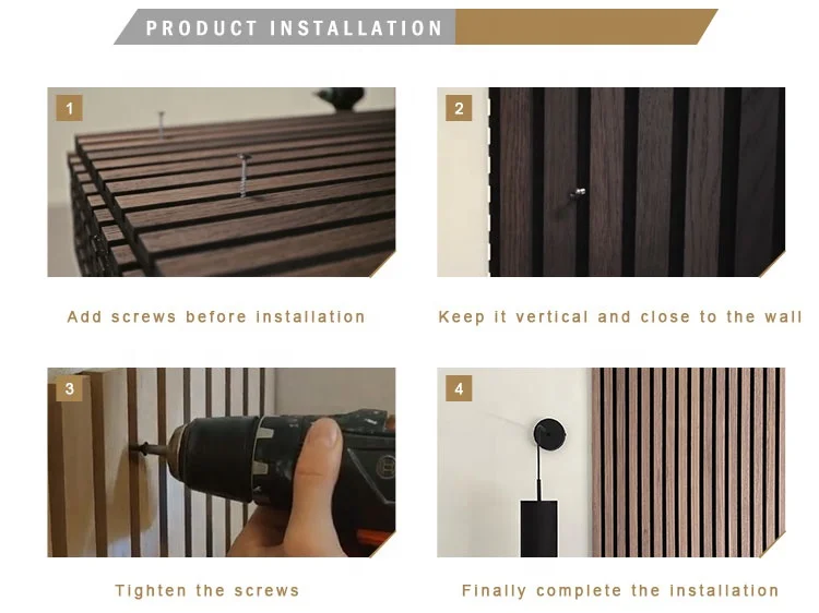 MUMU 3D Decorative Easy Install Soundproof Wooden Fiber Pattern Cork Acoustic Slat Wood Wall Panel Felt