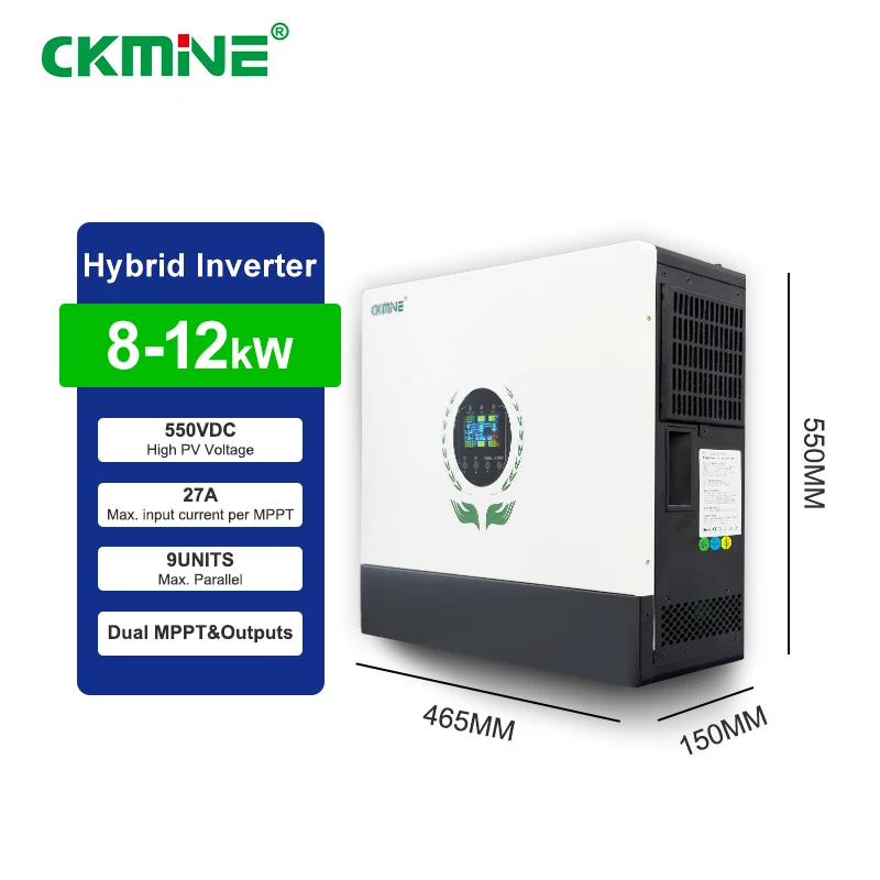 Fabrikpreis Hochleistungs-8-kW-/10-kW-/12-kW-Wechselrichter für Hybrid-Solaranlagen mit zwei MPPT-Eingängen und zwei Ausgängen, netzunabhängig, mit Rückstromeinspeisungsschutz, 220 V / 230 V / 240 V