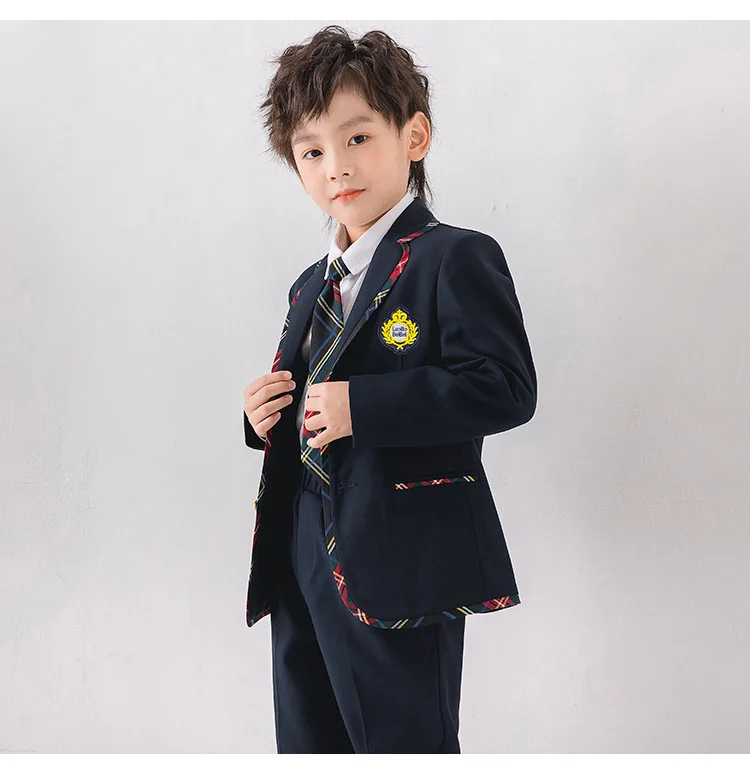 Students Class Party Performance Suit Set Spring Autumn Children School Uniform Outfit Kids Blazer Pants /jk Skirts Clothing Set