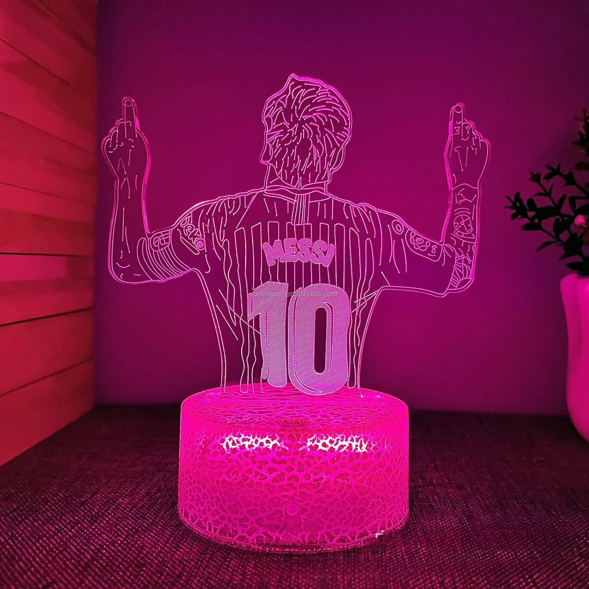 Hot Selling 7 16 Colors Table Lamp Football Messi 3d Led Acrylic Night ...