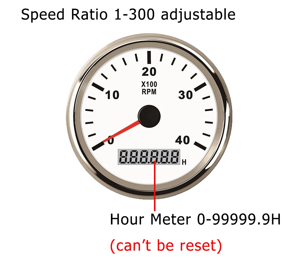 Eling 85mm Tachometer With Hour Meter 3000 4000 6000 7000 8000 Rpm